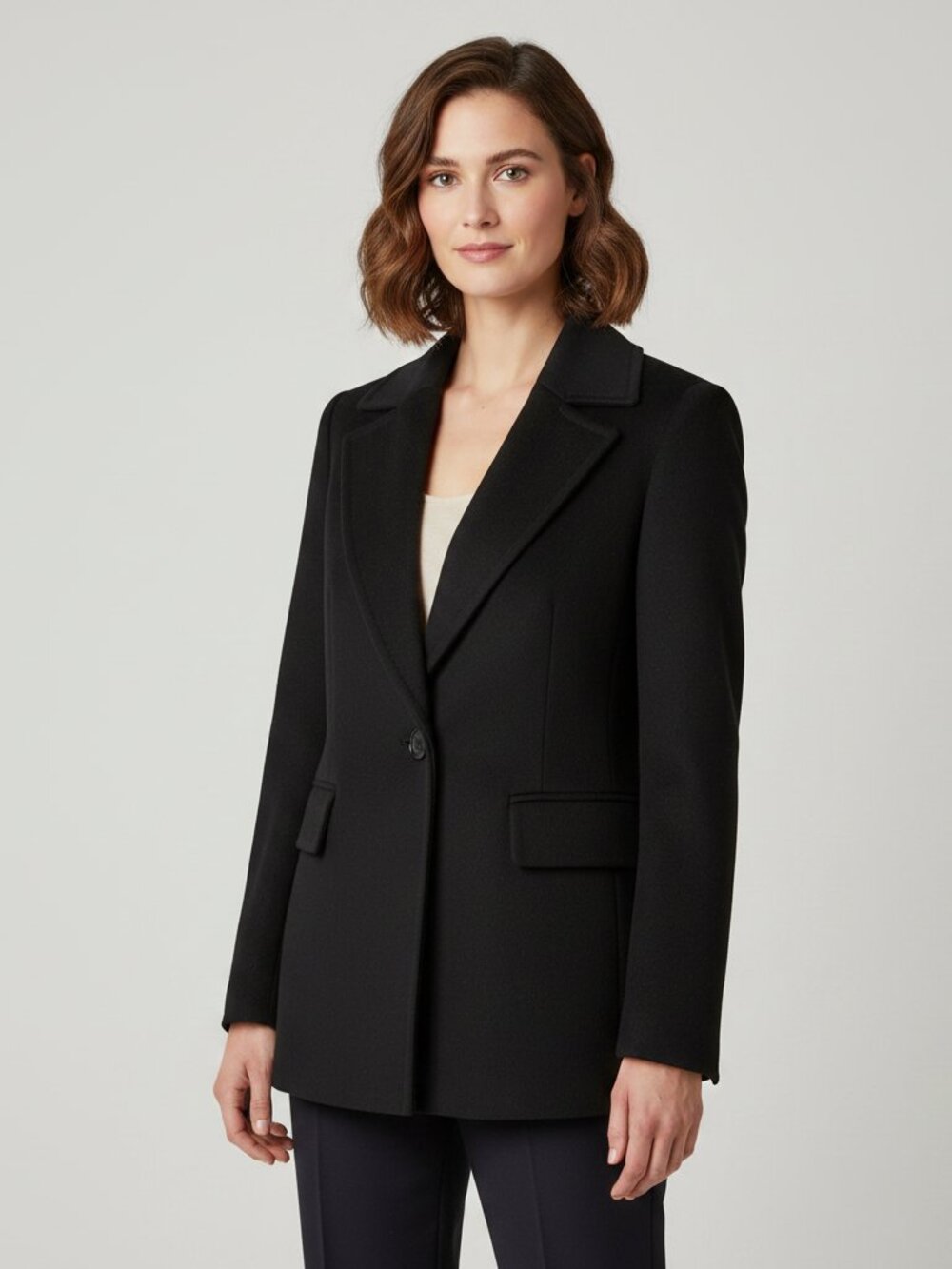 Donna Karan Cashmere Blend Double Breasted Blazer Coat NWT Black Medium